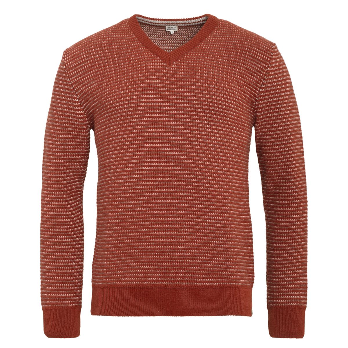 Texturierter V-Ausschnitt Pullover aus Bio-Wolle