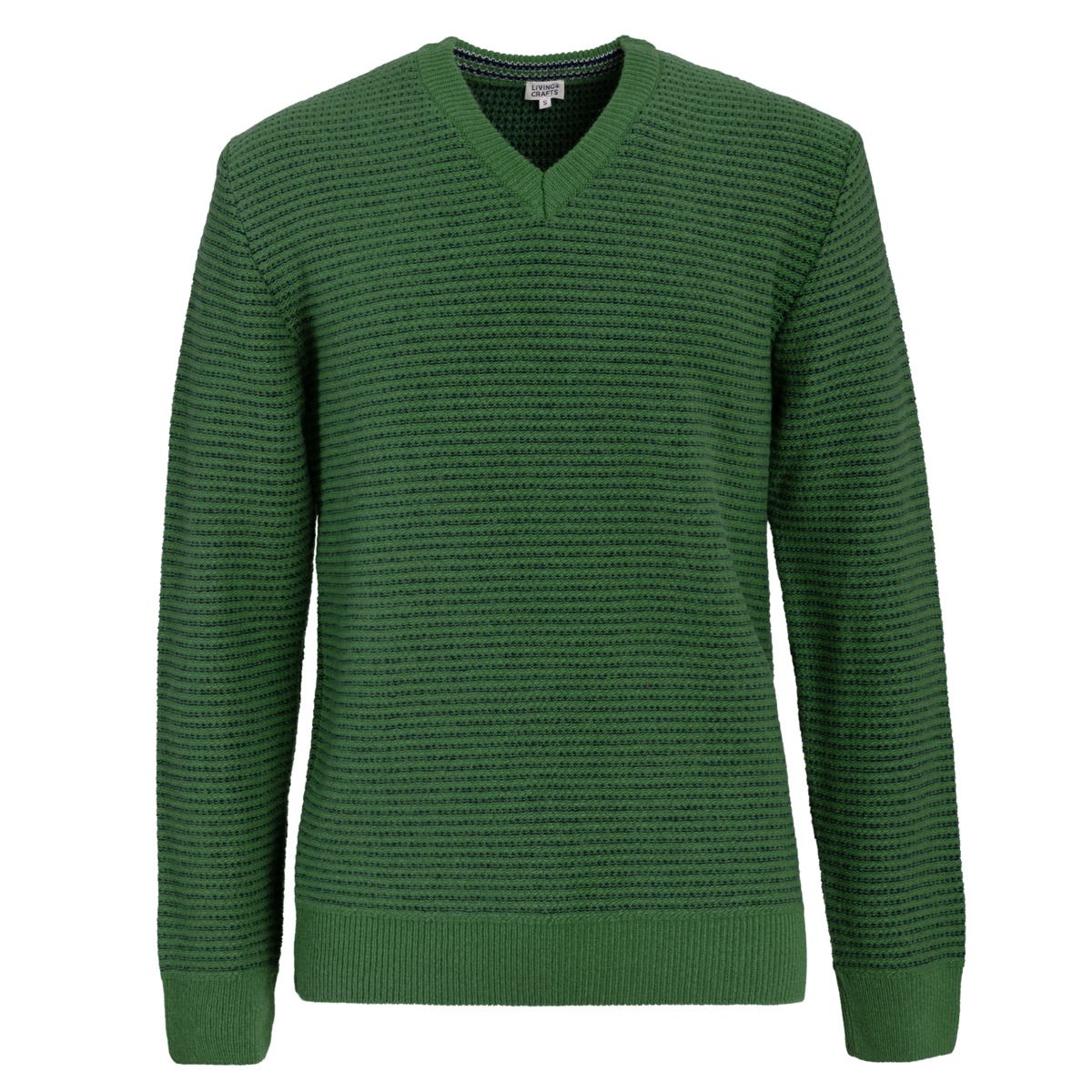 Strukturierter V-Ausschnitt Pullover aus Bio-Wolle