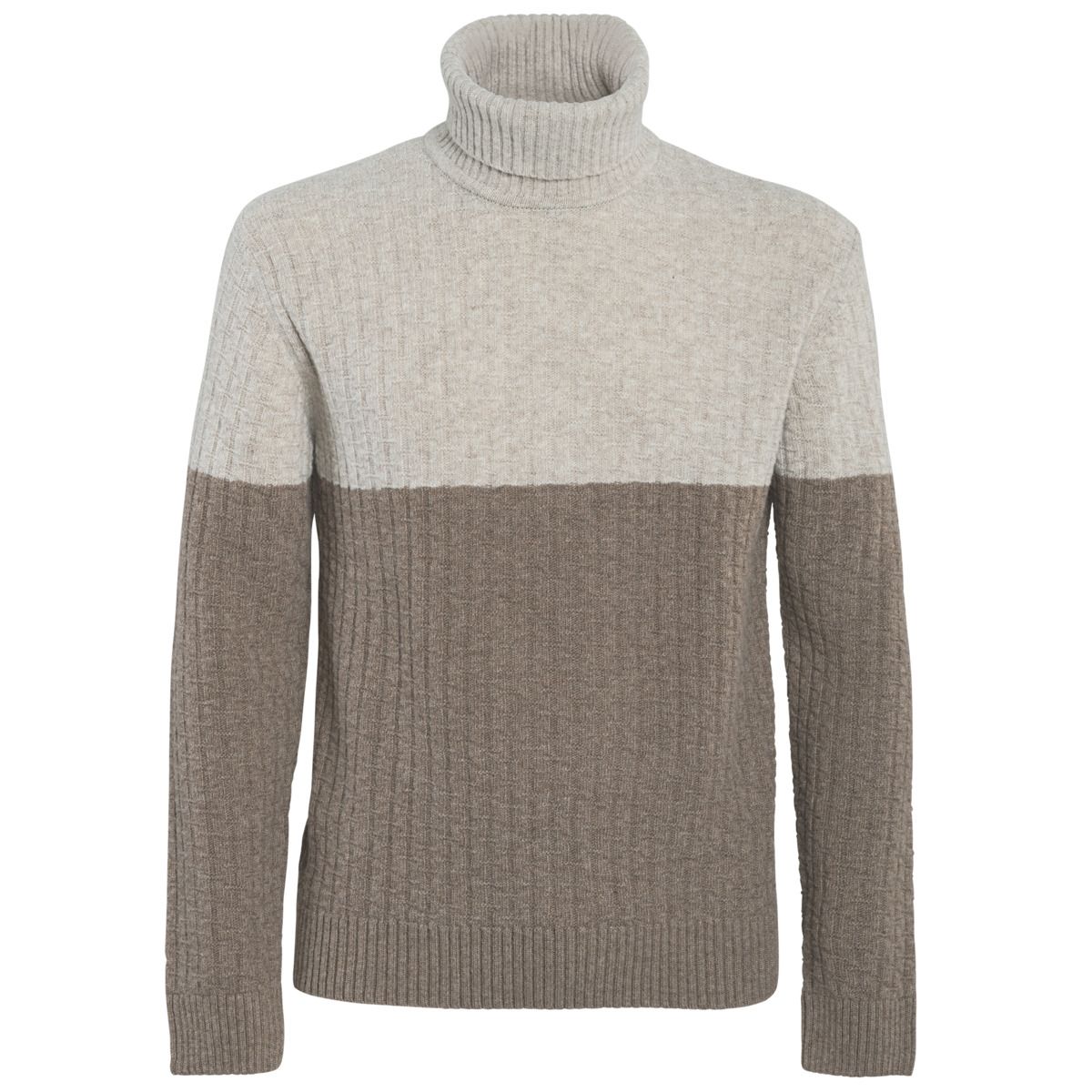 Zweifarbiger Strick-Rollkragenpullover