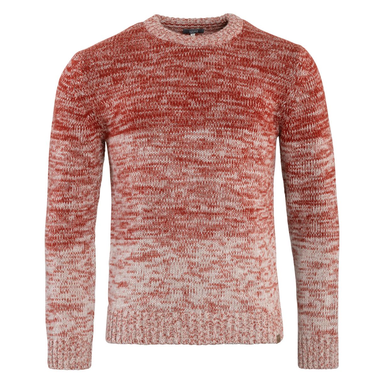 Strukturierter Melange-Strickpullover mit Rundhalsausschnitt