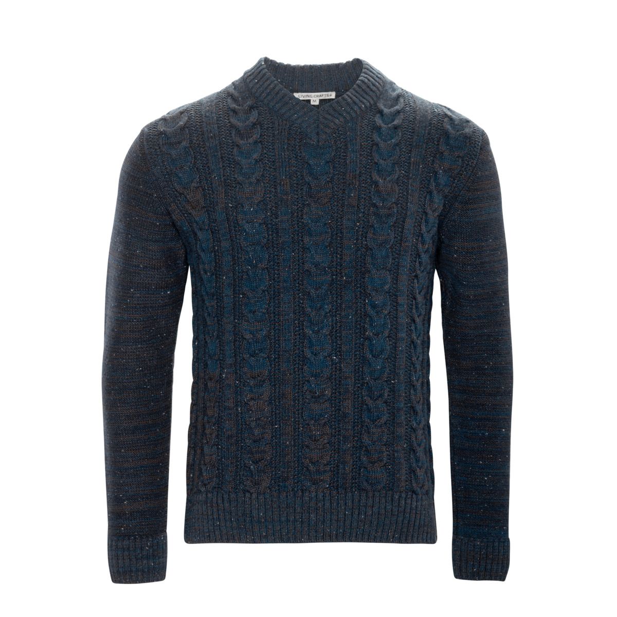 Zopfmuster-Pullover mit V-Ausschnitt