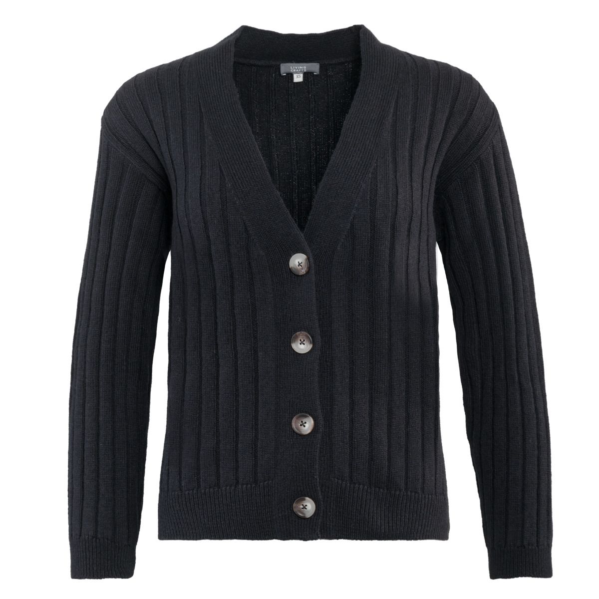 Gerippte Strickjacke aus Bio-Baumwolle und Wolle