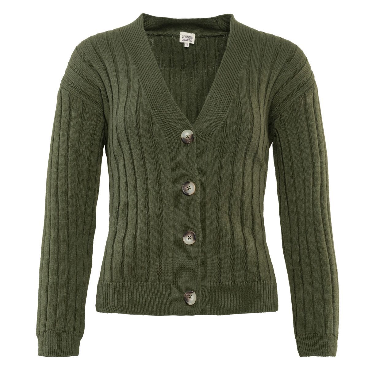 Gerippte Strickjacke mit Knöpfen