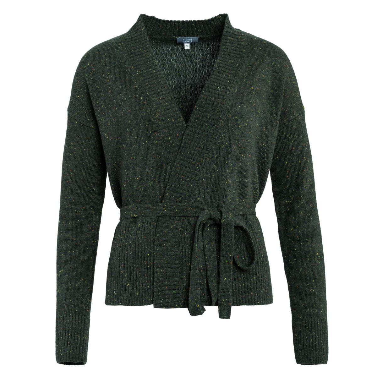 Offene Strickjacke mit Gürtel aus Wolle