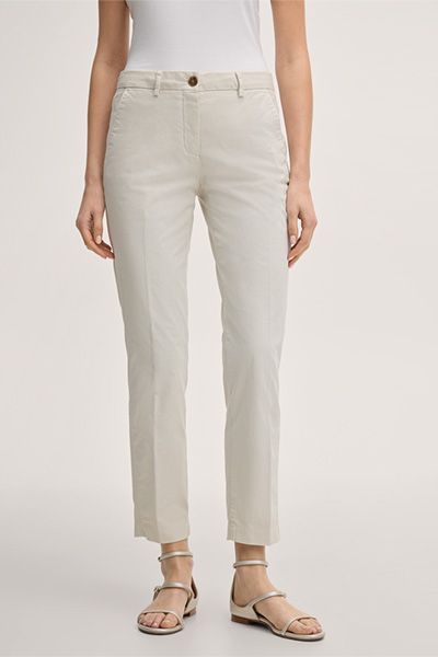 Windsor Baumwoll-Stretch-Chino-Hose in Elfenbein Slim Fit