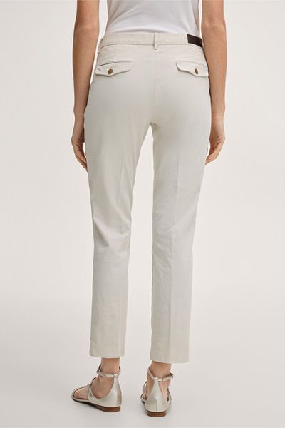 Windsor Baumwoll-Stretch-Chino-Hose in Elfenbein Slim Fit