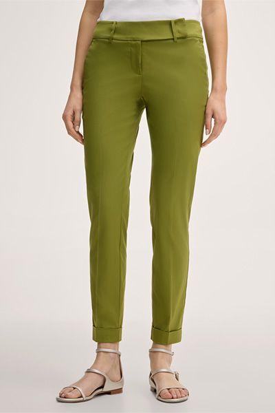 Grüne Anzughose aus Baumwollmischung mit Umschlag