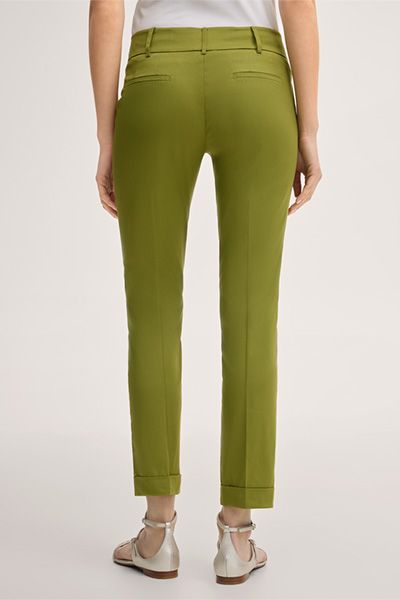 Grüne Anzughose aus Baumwollmischung mit Umschlag