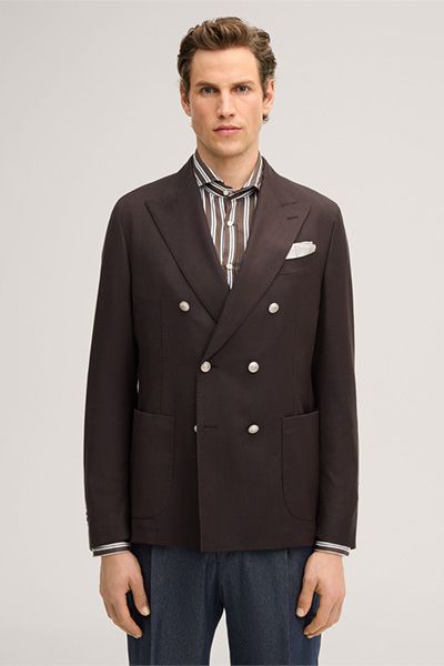 Windsor Brauner Woll-Doppelreiher Blazer Loro Piana Stoff