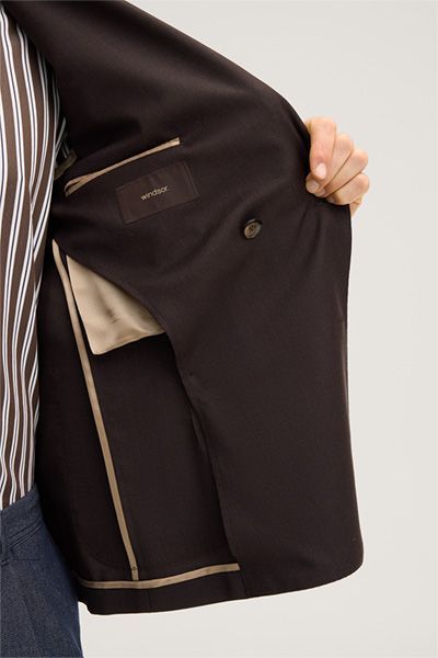 Windsor Brauner Woll-Doppelreiher Blazer Loro Piana Stoff