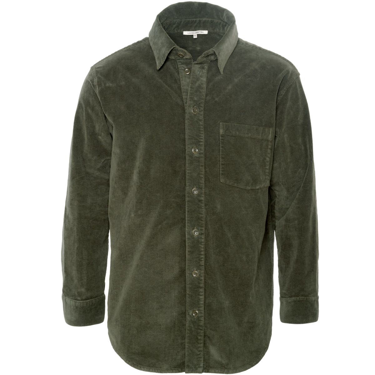 Olivgrünes Cord-Overshirt, lockere Passform