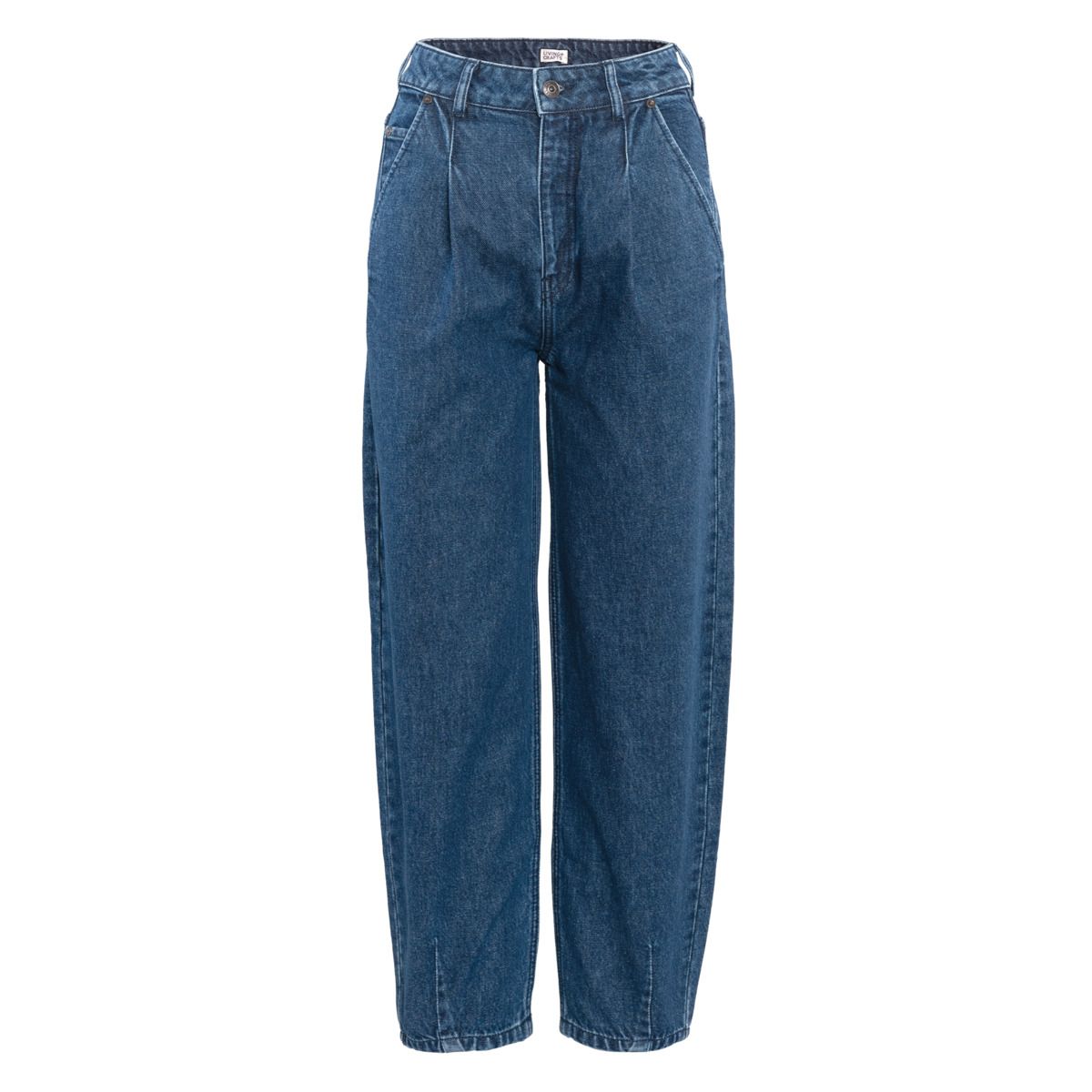 Denimhose mit Bundfalten und entspannter Passform