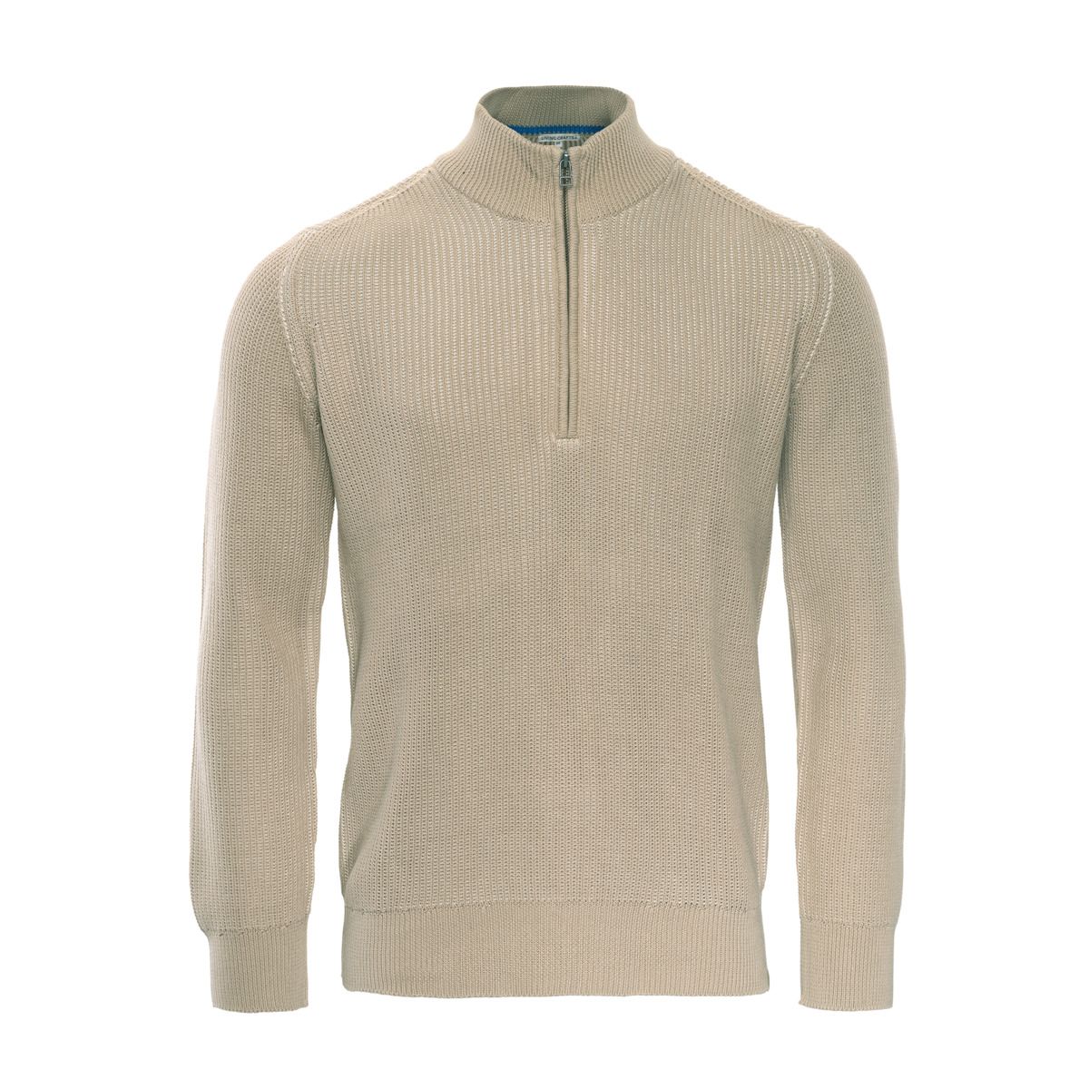 Klassischer strukturierter Baumwoll-Troyer mit halbem Reißverschluss