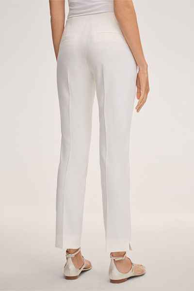 Marc Cain Anzug Hose Ecru Crêpe Slim-Fit Cropped Hose