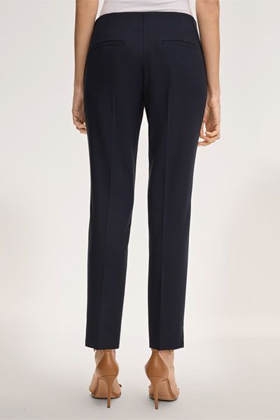 More & More Marineblaue Cropped-Crepe-Hose mit Bügelfalte