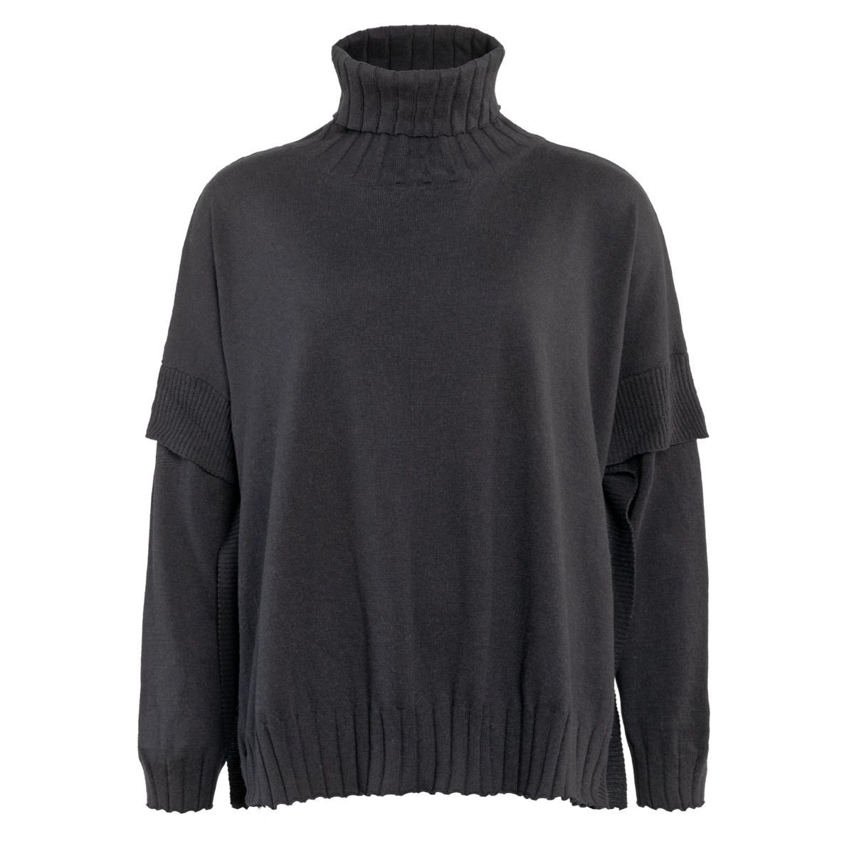 Übergroßes Rollkragen-Strickponcho-Top