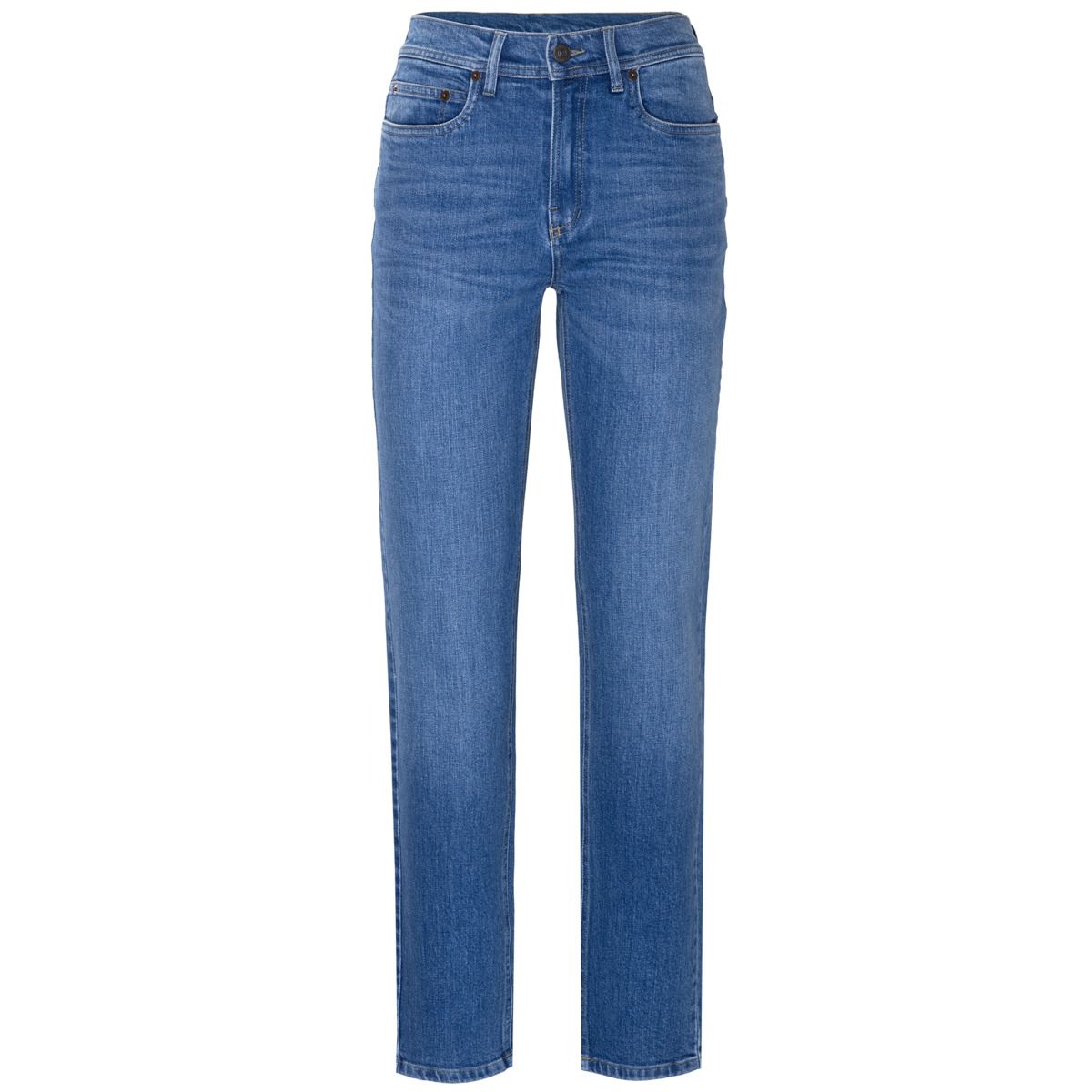 Klassische, hochtaillierte Jeans mit geradem Bein
