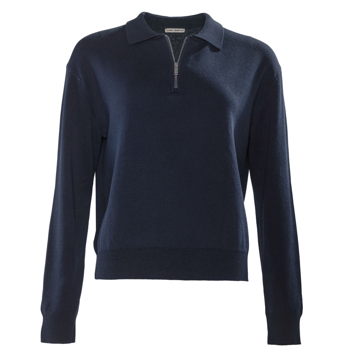 Marineblaues Baumwollstrick Half-Zip Troyer