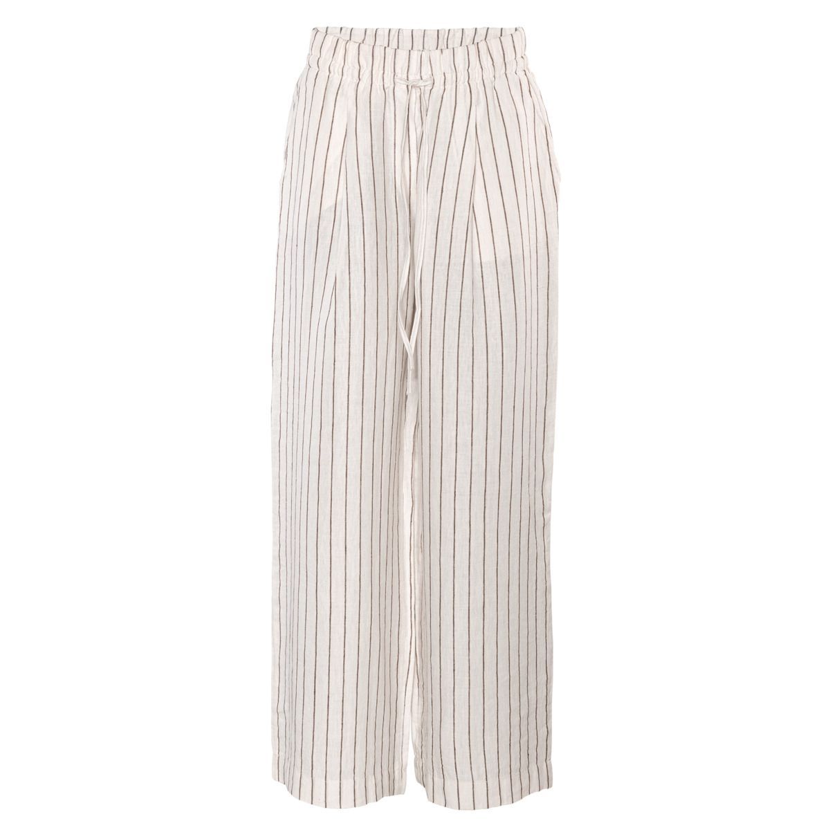 Gestreifte, weite Palazzo-Hose aus Leinen