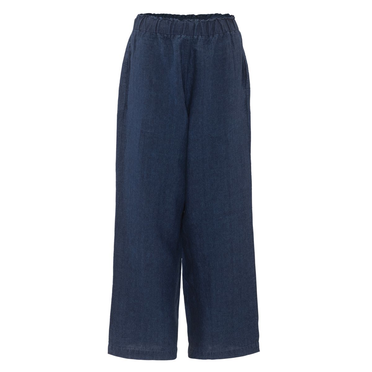 Weite Leinenhose mit elastischem Bund