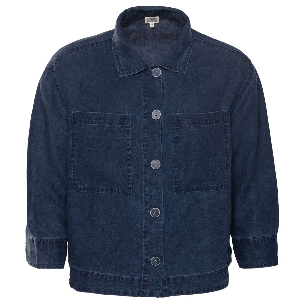 Leinenjacke mit Knopfleiste und Taschen