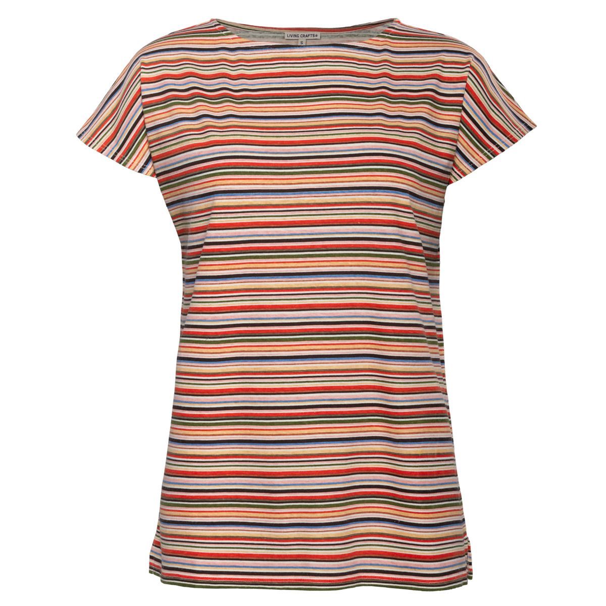 Gestreiftes T-Shirt-Kleid aus Bio-Baumwolle und Leinen