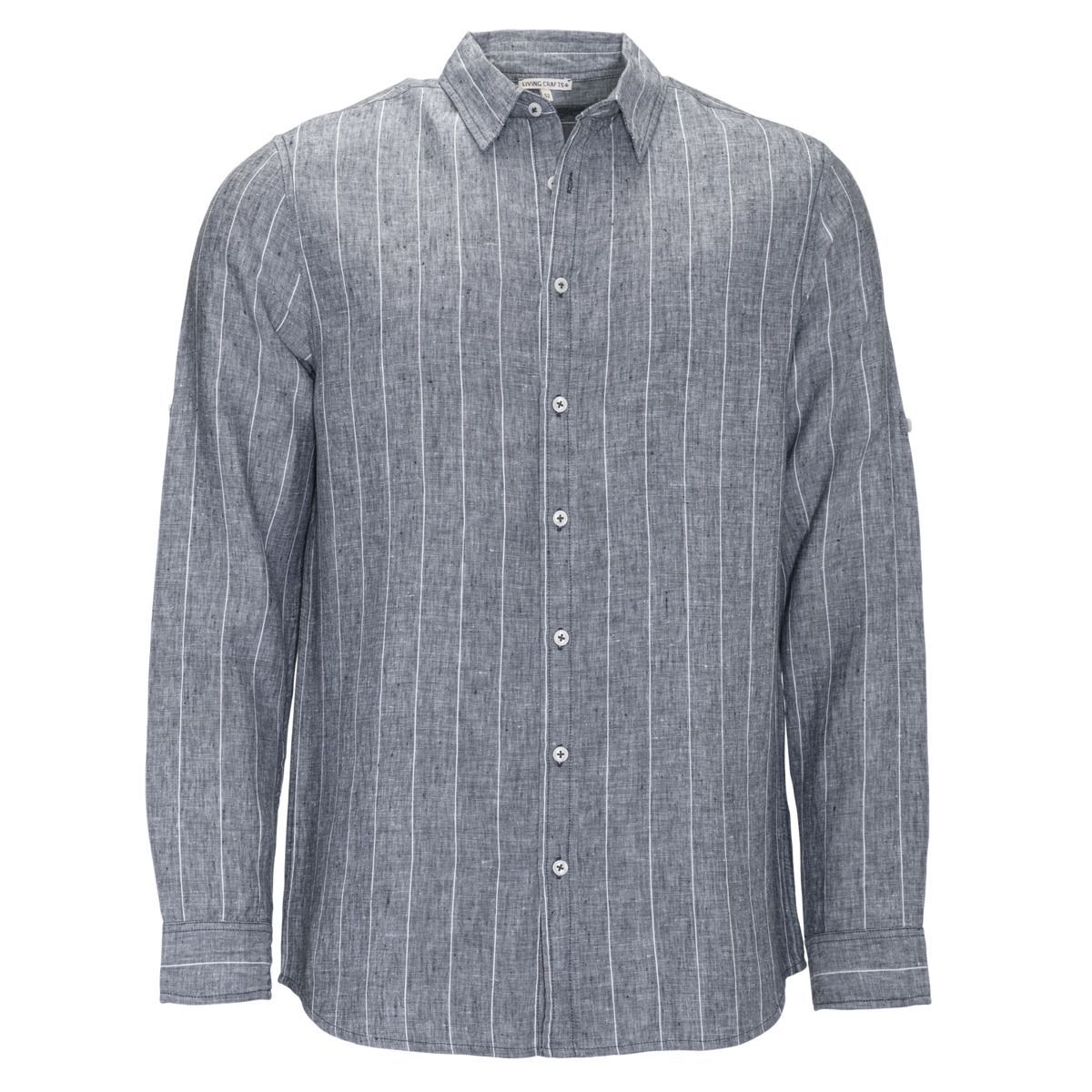 Gestreiftes Langarmhemd aus Leinen