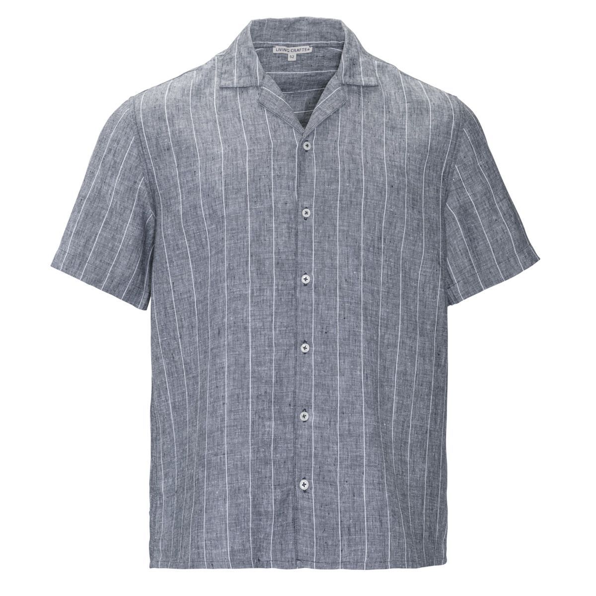 Gestreiftes Leinenhemd mit Reverskragen