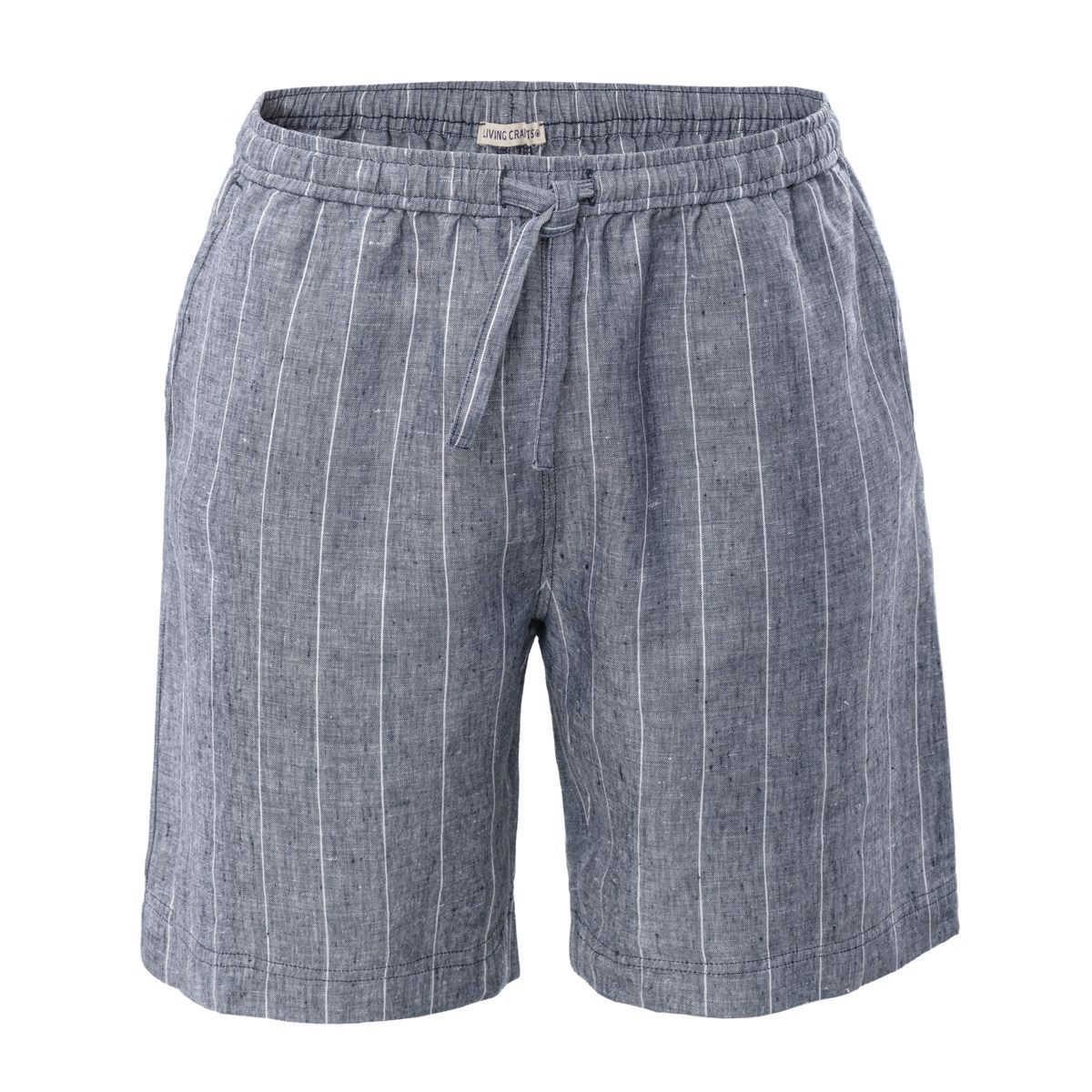 Gestreifte Leinen Bermuda Shorts mit Kordelzug