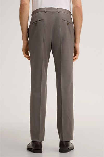 Sera-Sole Wollanzug in Taupe, klassische Passform, Zwei-Knopf-Verschluss