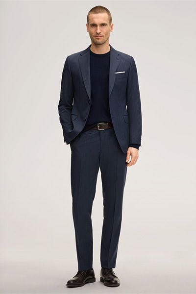 Windsor Marineblauer Wollanzug Sera-Sole Melange Zweiteiler Modern Fit