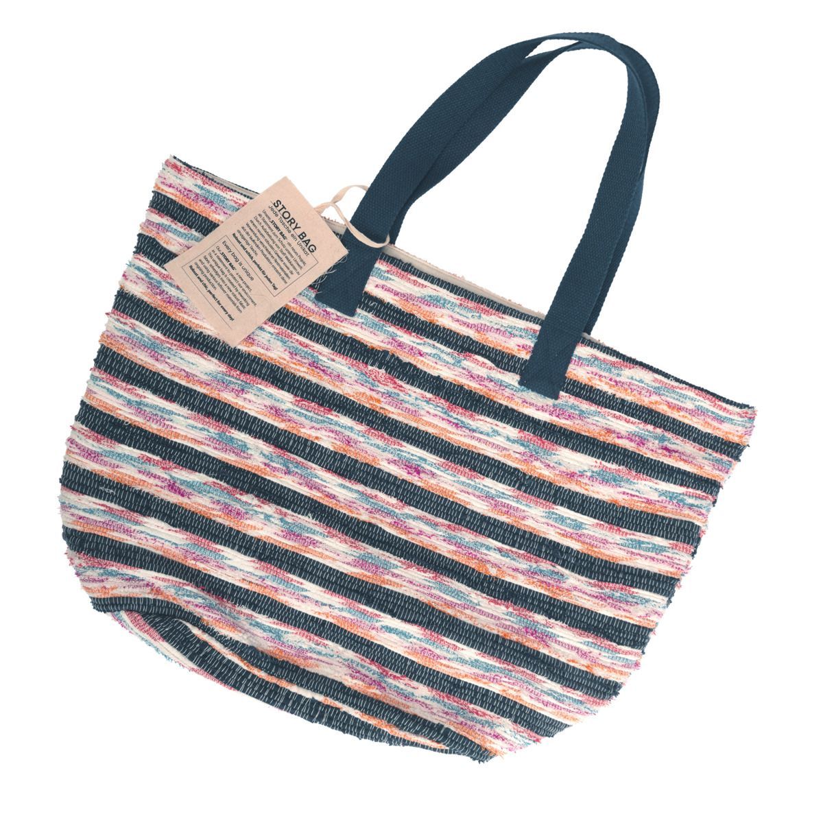 Gestreifte Shopper-Tasche aus recyceltem Stoff
