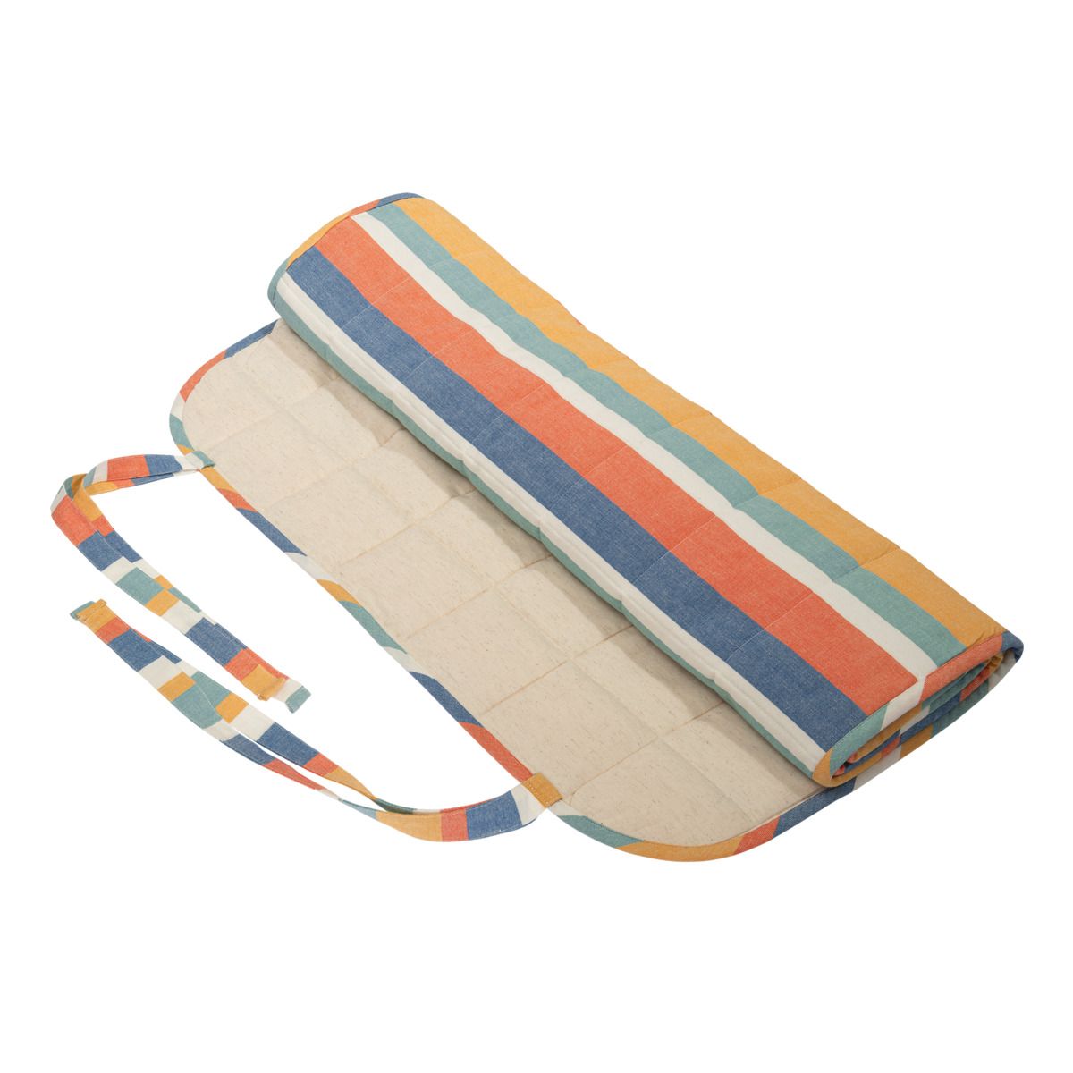 Gestreifte Strandmatte zum Aufrollen aus Bio-Baumwolle