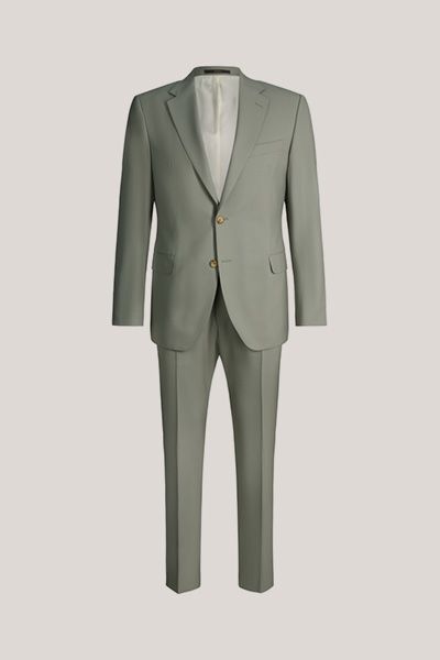 Schurwolle Sera-Sole Wollanzug in Grün Zwei-Knopf-Klassiker