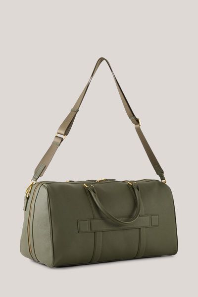 Nappaleder Weekender Olivgrüne Reisetasche mit Schultergurt