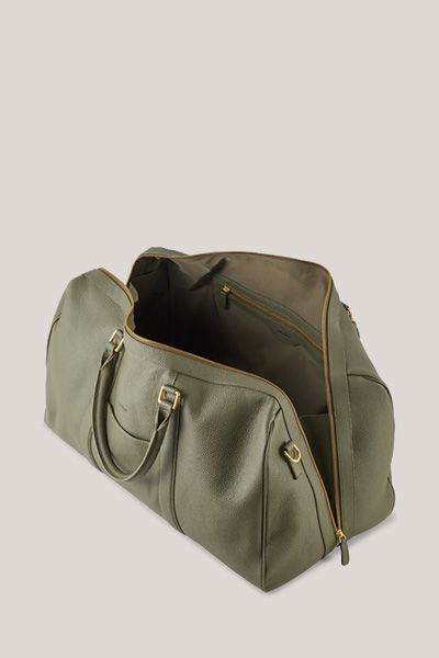 Nappaleder Weekender Olivgrüne Reisetasche mit Schultergurt