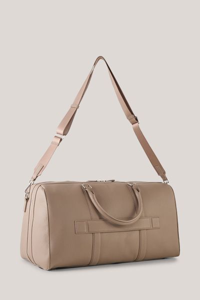 Weekender Reisetasche aus Nappaleder in Taupe mit Schultergurt