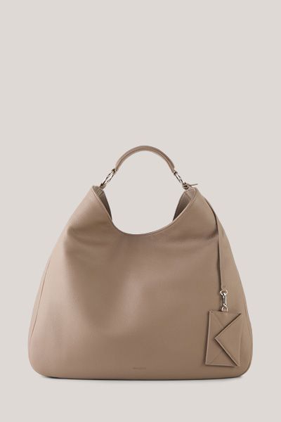 windsor Hobo-Bag aus Nappaleder in Taupe mit Umschlag