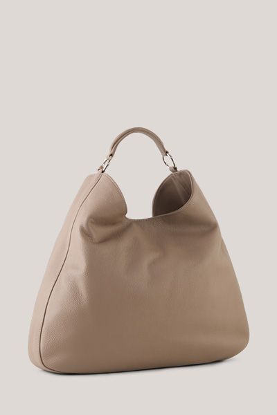 windsor Hobo-Bag aus Nappaleder in Taupe mit Umschlag