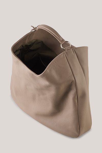 windsor Hobo-Bag aus Nappaleder in Taupe mit Umschlag