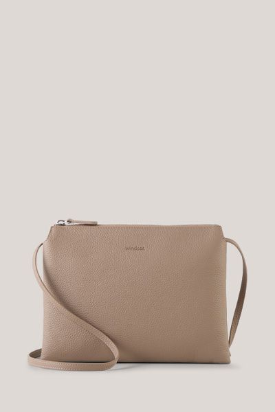 Windsor Nappa Leder Crossbody Bag in Taupe mit verstellbarem Riemen