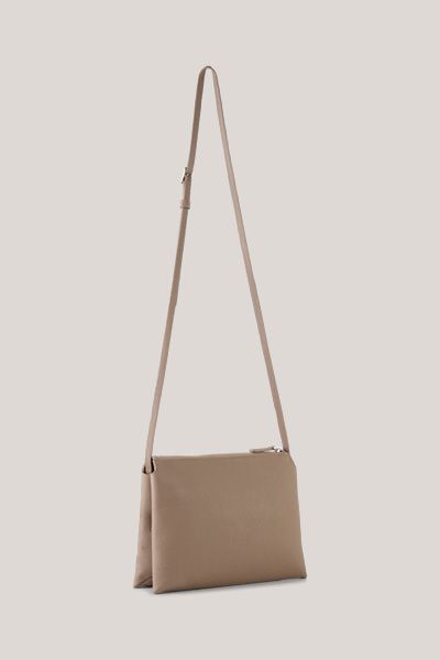 Windsor Nappa Leder Crossbody Bag in Taupe mit verstellbarem Riemen