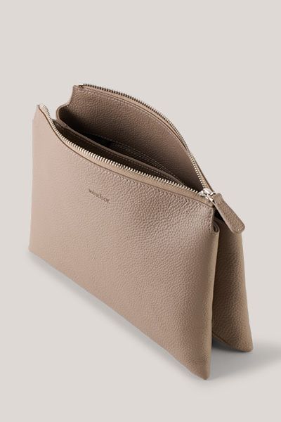 Windsor Nappa Leder Crossbody Bag in Taupe mit verstellbarem Riemen