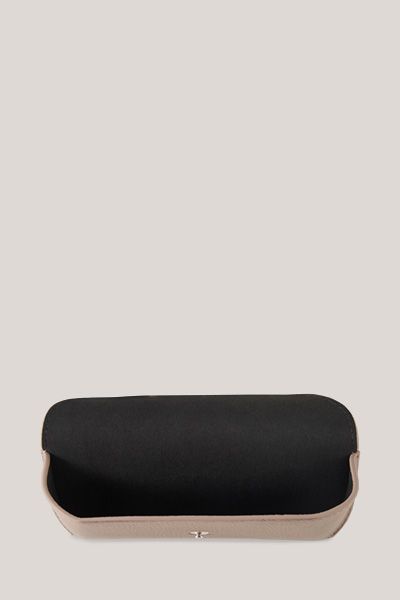 Windsor Brillenetui aus Nappaleder in Taupe mit Druckknopf