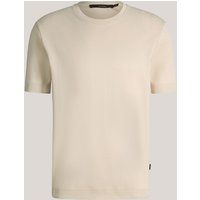 Maison Common Floro Beige Baumwoll T-Shirt Rundhals Gerippt