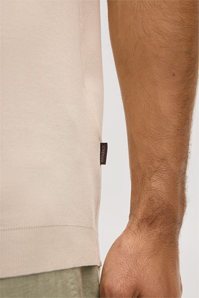 Maison Common Floro Beige Baumwoll T-Shirt Rundhals Gerippt