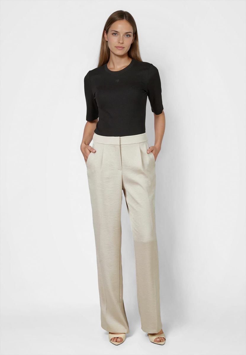 Bundfaltenhose mit Seitenstreifen