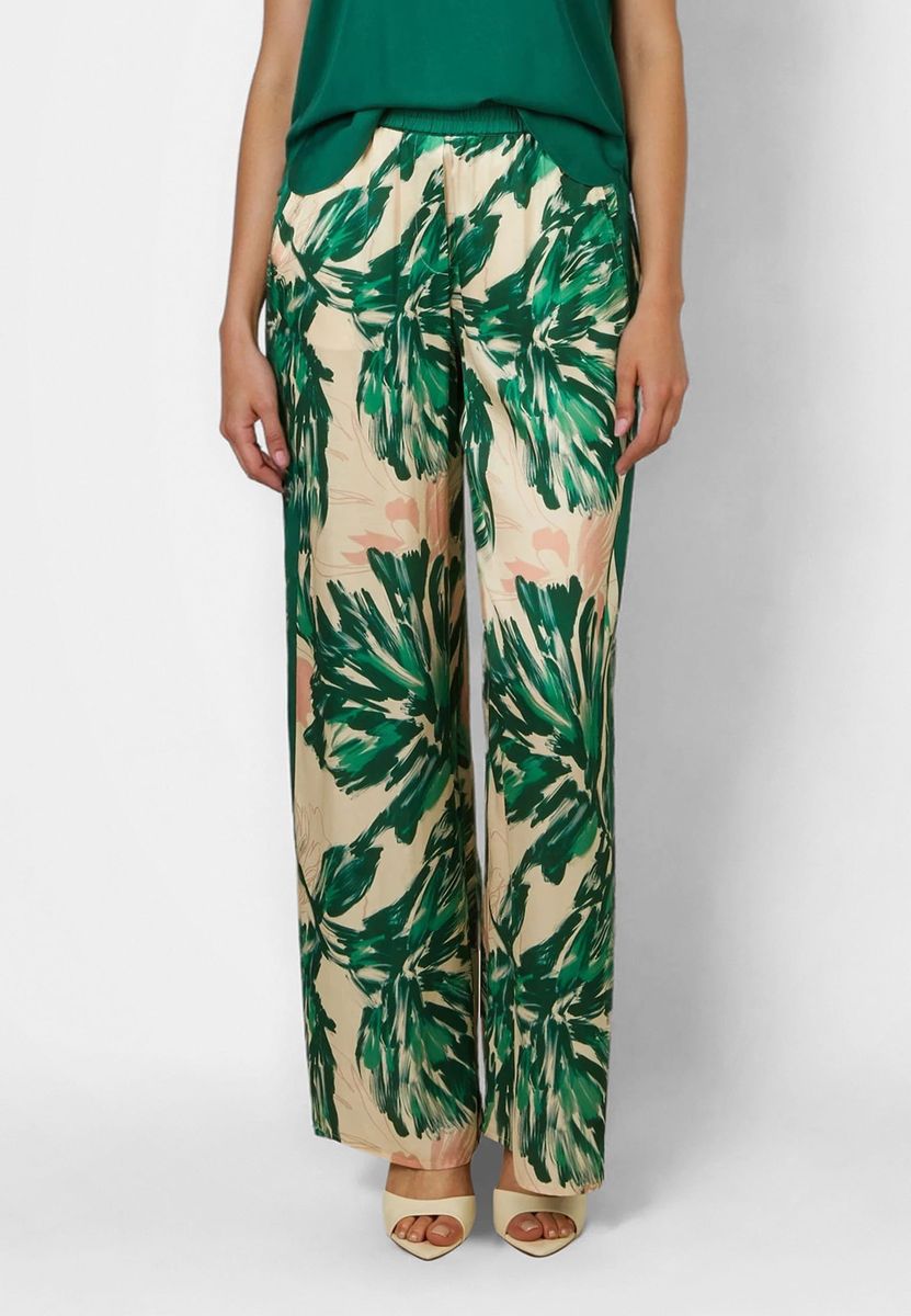 Pyjamahose mit grünem Print