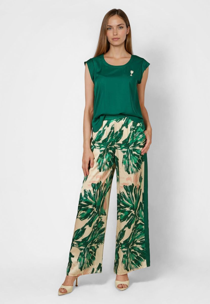 Pyjamahose mit grünem Print