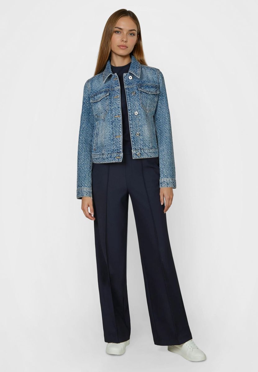 Jeansjacke mit Drop Needle Muster